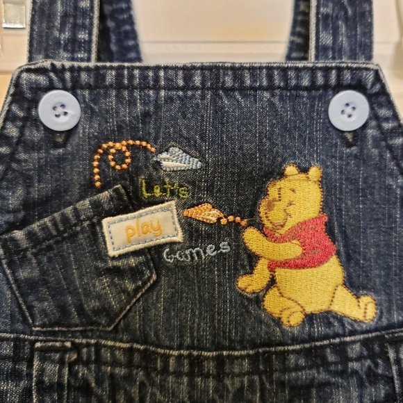 DISNEY Boy's Embroidered Winnie The Pooh Denim Overalls - Baby Size: 3 Months - Picture 6 of 11